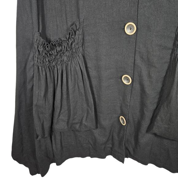 Jones New York Vest Womens 2X Linen Blend Black Lagenlook Tunic Button Front - Picture 3 of 9